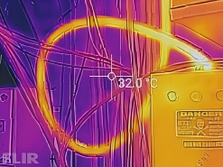 Radiometric thermal image of cabling with spot temperature reading